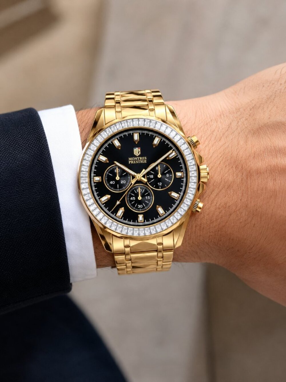 Montres Prestige x Invicta MPW-0335 44.5mm Gold Black Watch NIB